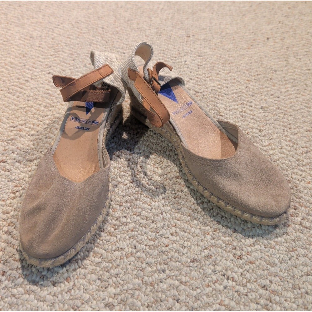 Verbenas Espadrille Malena Sandals Womens 40 US 9 Tan Strappy Wedge Shoes Spain